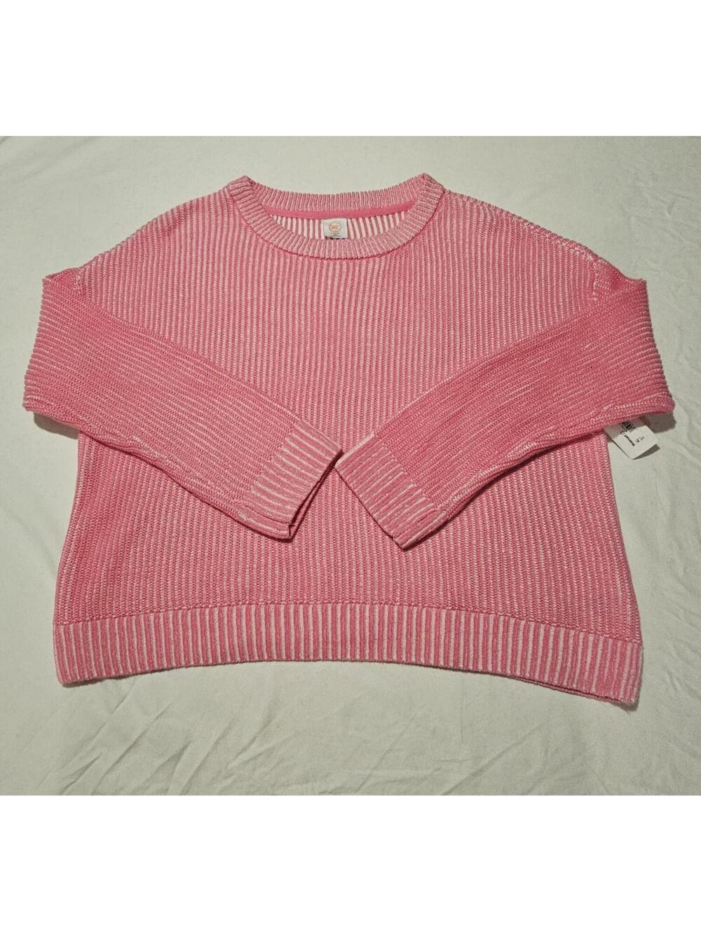 Wonder Nation Pink Ribbed Knit Sweater Top Girls L 10-12